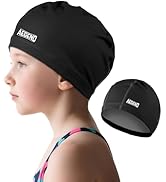 Aegend Kids Swim Cap, Fabric Swimming Cap with High Elasticity, Waterproof Durable Silicone Swim ...
