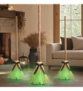 Halloween Decorations Indoor - 49" Animated Floating Lighted Witch Broom with Spooky Sound/Mute M...