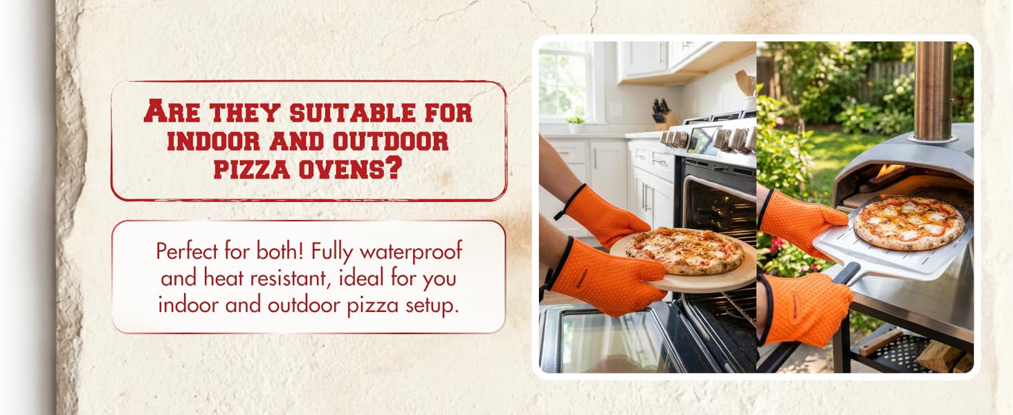 KITCHEN PERFECTION Silicone Pizza Oven Gloves -Extreme Heat Resistant Gloves