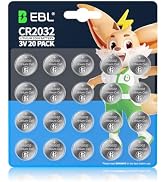 EBL CR2032 Batteries 3V Coin Battery 20 Pack, 2032 Battery Long-Lasting Power, Child-Proof Package