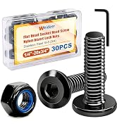 weideer 30pcs 1/4-20 x 3/4" Nuts and Bolts Kit, Stainless Steel 18-8 (304) Flat Head Hex Socket C...