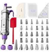 Dessert Decorating Syringe Set icing piping kit Stainless Steel frosting piping kit with 31 profe...
