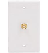 VCE Single RCA Connector Wall Plate for Subwoofer Audio Port - White, UL Listed