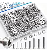 Bemaka Nuts and Bolts Assortment Kit, 304 Stainless Steel Bolts 8 Sizes #6-32#8-32#10-24 Phillips...
