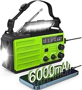 Emergency Hand Crank Radio, 6000mAh AM/FM/NOAA Weather Alert Radio, 4-Way Power Battery Operated ...