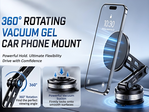 Vacuum magnetic phone holder for car