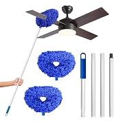 DRQ Ceiling Fan Cleaner Duster, 2 Pack Reusable Microfiber Duster with Extension Pole, 13 to 50 I...
