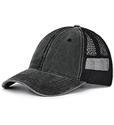 Zylioo XXL Oversize Washed Trucker Cap,Adjustable Mesh Trucker Hats,Low Profile Running Hat for B...