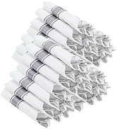 Joyido 400PCS Pre Rolled Silver Plastic Silverware Sets - Heavy Duty Silver Cutlery - Include 100...