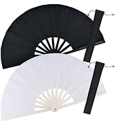HONSHEN 2 Pack ABS Large Rave Clack Folding Hand Fan/Traditional Chinese Arts Folding Fans,compli...