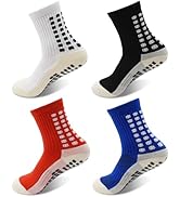 SkiBeaut Kids Soccer Grip Athletic Socks, 4 Pack Anti Skid Football Youth Grippy Slipper Socks fo...