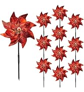 10 Pieces 9.5 Inches Orange Pinwheels Windmill Wind Spinners Outdoor for Yard Garden Lawn Bird Re...