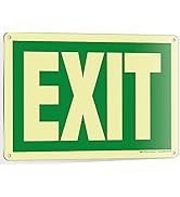 iSYFIX Exit Sign – 1 Pack 10x7 Inch – 100% Rust Free .040 Aluminum Signs, Glow in The Dark Lamina...