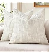 Pallene Chenille Throw Pillow Covers 18x18 Set of 2 Textured Soft Cozy Thick Slubby Decorative Pi...