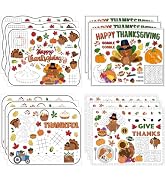 R HORSE Thanksgiving Coloring Placemats - 12Pcs Disposable Paper Game Coloring Table Mats, Fall T...