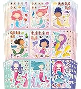 Ozepao 48 Pcs Mermaid Sticker Sheets | Mix and Match Make Your Own Mermaid | Mermaid Party Favors...