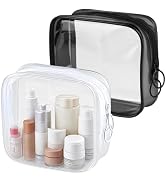 PLULON Small Clear Travel Toiletry Bag - TSA Approved Mini Make Up Zipper Pouch Cosmetic Bag for ...