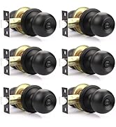 Brotima 6 Pack Privacy Interior Door Knob, Black Door Knobs for Bedroom/Bathroom, Matte Black Rou...