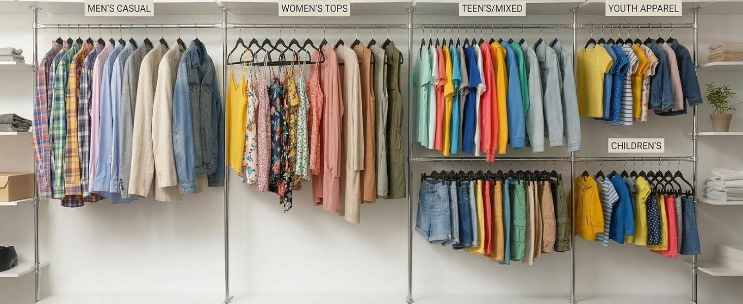 Black plastic hangers for organizing wardrobe, suitable for various clothes