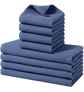 Kitinjoy 100% Cotton Kitchen Towels and Dishcloths Set, 8 Pack-13" x 28" and 12" x 12" Waffle Wea...
