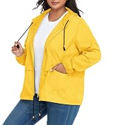 Zando Plus Size Rain Jacket Womens Waterproof with Hood Windbreaker Travel Rain Coat for Women Li...