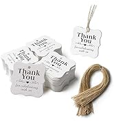 SallyFashion 150 PCS Paper Gift Tags Thank You Gift Tags with String for DIY Thanksgiving Day Hal...