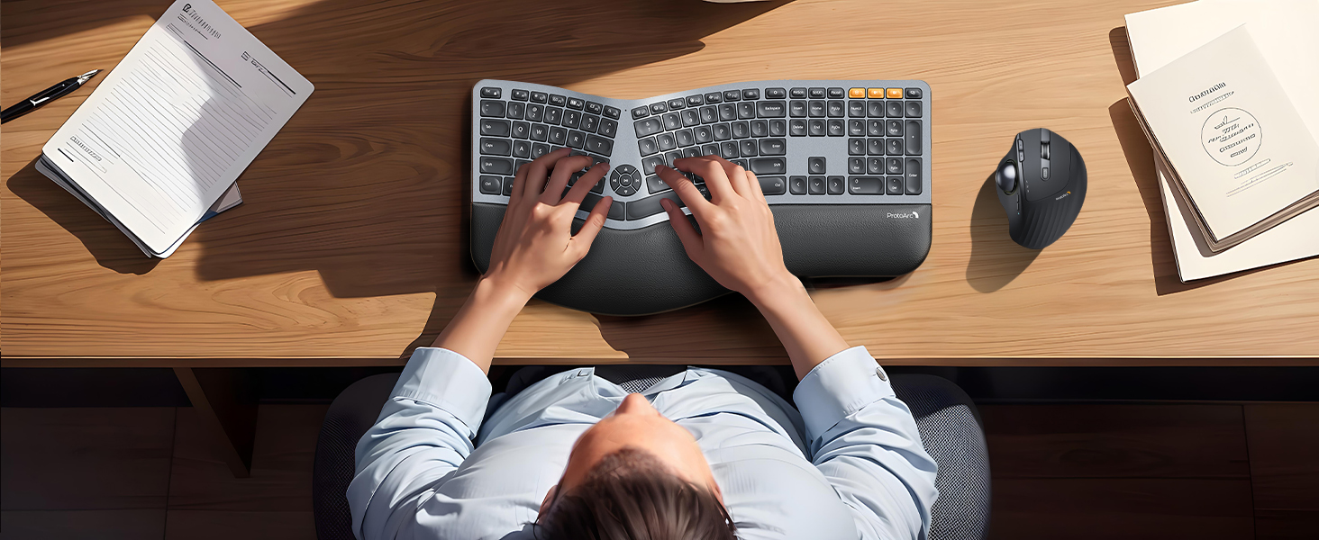 Backlit Wireless Ergonomic Keyboard