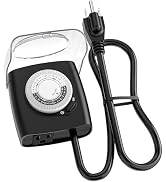 G-ELEK Outdoor Timer Outlet - Waterproof Heavy Duty Pool Timer, 18 Inch Cord, 1 Grounded Outlet, ...