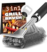 Grill Brush and Scraper-18 Adjustable Handle Safe BBQ Grill Brush for Outdoor Grill-Deep BBQ Clea...
