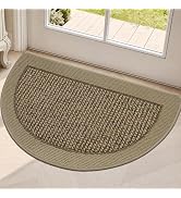 FLOORHUG Half Circle Door Mat Indoor Entrance Welcome, Non-Slip Washable Doormat, Trap Dirt and M...