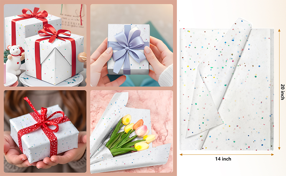 White Glitter Tissue for Holiday 02