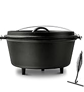 Blingco 8QT Pre-Seasoned Cast Iron Camp Dutch Oven with Lid, Large Camping Dutch Oven Pot, incl. ...