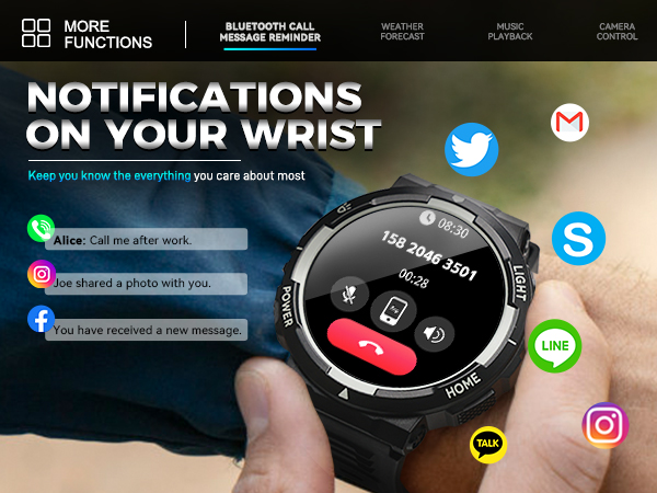 Military Smart Watch for Men Flashlight Tactical Smartwatch Fitness Watch 3ATM Waterproof