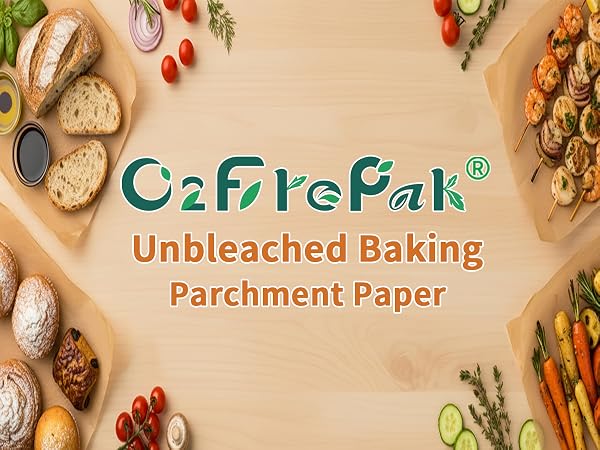 Text reads 'CarePak'. Images showing parchment paper or baking sheets with food items spread across them.