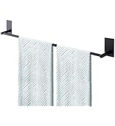 Adhesive Bath Towel Bar 24-inch Black, No Drill Stick On Towel Rack, Easy Install with Self-Adhes...