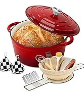 Blingco Enameled Cast Iron Dutch Oven with Lid -6.5 QT, incl. Sourdough Bread-Baking Supplies lik...