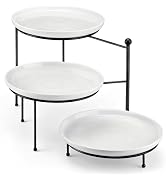 MALACASA 3 Tier Serving Tray Stand, 10" Porcelain Tiered Dessert Stand, Cupcake Fruit Display Tow...
