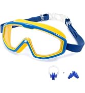 CJAYKMO Children's Swim Goggles, Wide View Anti-Fog & Waterproof Large Frame Swim Glasses for Boy...