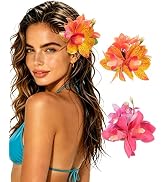 2 Pcs Hawaiian Flower Hair Clips for Women, Artificial Hair Accessories | for Beach Vacation, Boh...