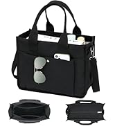 Fammart Large Canvas Tote Bag for Women with Zipper & Compartments, Crossbody Laptop Bags for Wor...