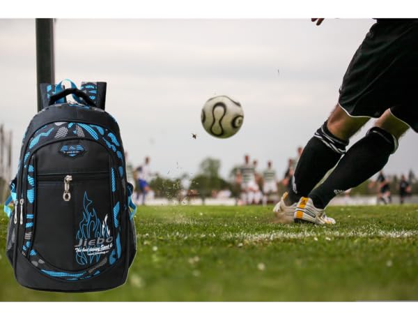 a soccer ball and bag on a field