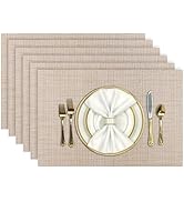 Aofmee Placemats, Placemats Set of 6, Heat Resistant Place Mats, Washable PVC Table Mats, Woven V...