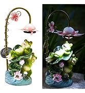 pearlstar 13.38" Garden Statues Decor Outdoor Solar Frog Figurine with LED Lights Waterproof Frog...