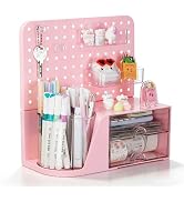 Comix Desk Organizer with 2 Drawer, Pink 360° Rotating Pen Holder for Desk | Desk Organizers and ...