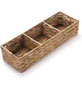 Wicker Bathroom Basket with 3 Compartments, Water Hyacinth Toilet Tank Basket, Woven Storage Box ...
