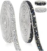 6 Yards Resin Rhinestone Ribbon, Adhesive Rhinestone Strips Rope Crystal Ribbon Roll, Glitter Rib...