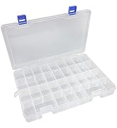 Qualsen Plastic Compartment Box with Adjustable Dividers Craft Tackle Organizer Storage Container...