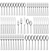 Stapava 60 Piece Silverware Set, Food-Grade Stainless Steel Flatware Sets for 12 Mirror Polished ...