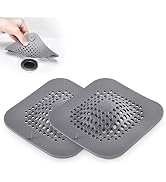 Hair Drain Catcher,Raised Square Shower Drain Covers with Suction Cup,Easy to Install for Pop-up ...