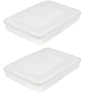 HOMSFOU 2pcs Dumpling Box Containers for Fridge Large Plastic Container Flat Storage Bins Stackab...